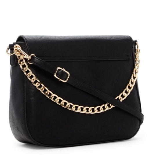 LAST ONE! Jet Black Leather Crossbody Chain Bag - Picture 2 of 3
